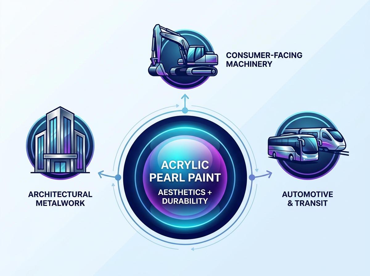 Industrial application of acrylic pearl paint on machinery