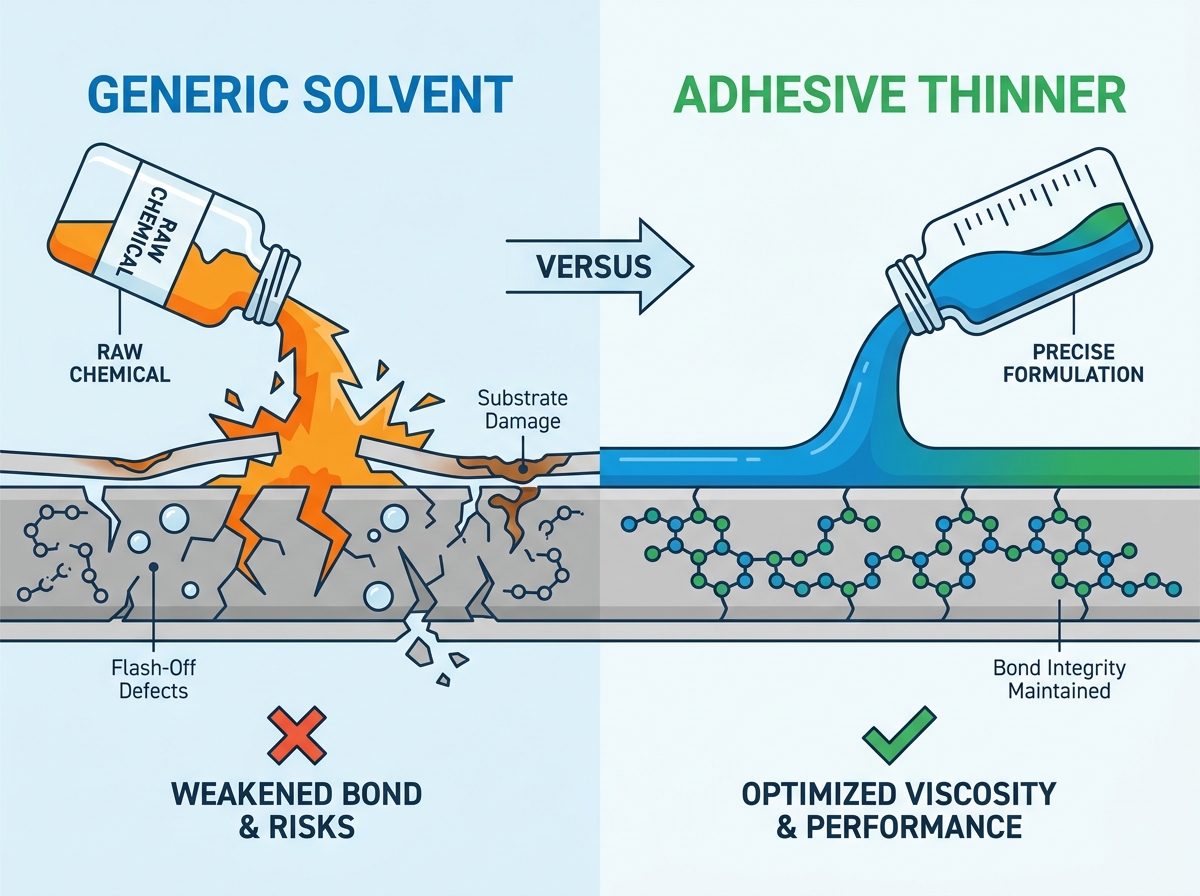 Application of industrial adhesive thinner in a workspace