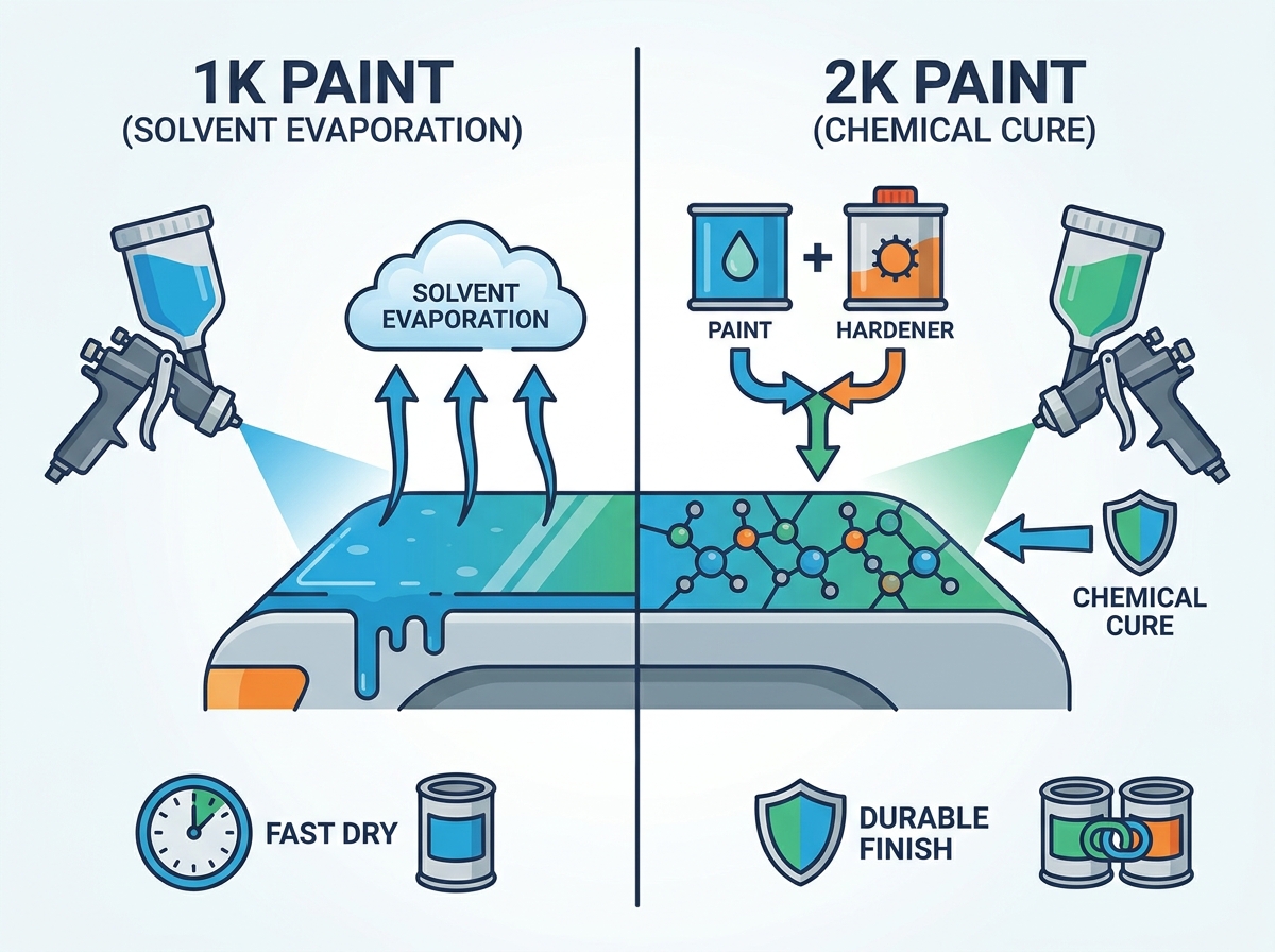 1K car paint application and professional automotive touch up techniques